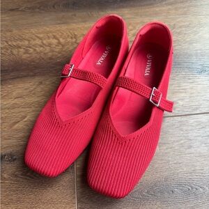 VIVAIA Margot Red Knit Mary Jane Flats Sz 38